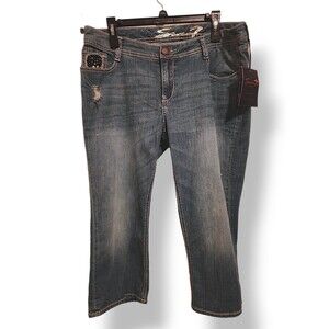 Seven7 Luxe Embellished Cowgirl Capri Jeans Size 16 NWTs